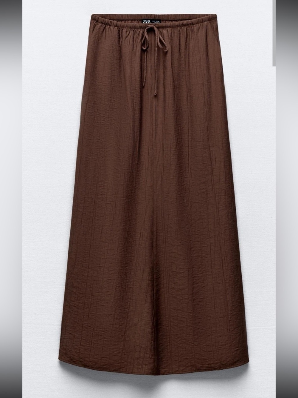 Zara Chestnut Brown Maxi Skirt with Tie Waist - Picture 6 of 8